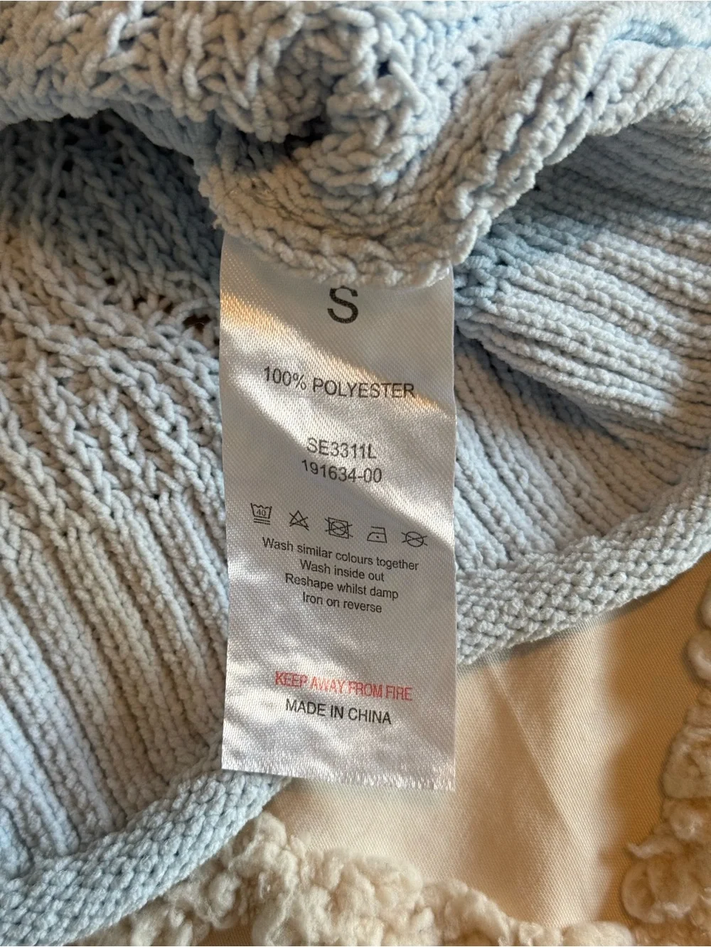 NWOT Cupcake Blue Pointelle Knit Bell Sleeve Cropped Sweater Size Small